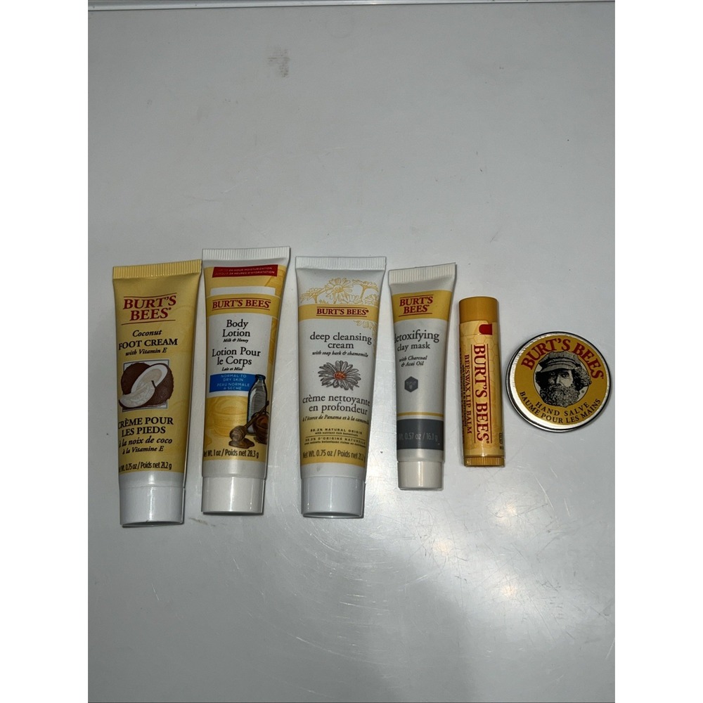Lot Of Burt's Bees Creams Foot Body Face Cleanser Face Masks Lip Balm Hand Salve
